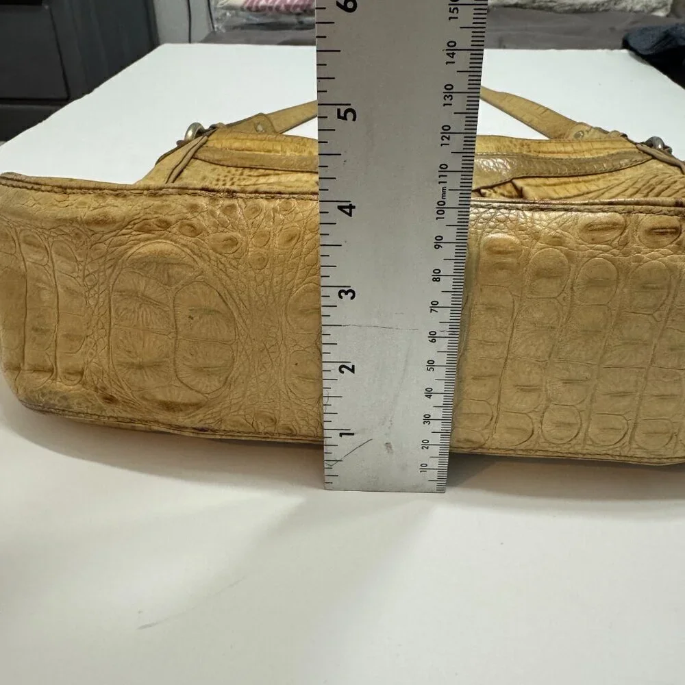 Brahmin Bag Women's Shoulder Purse Yellow Brown Multicolor Multiple Pockets